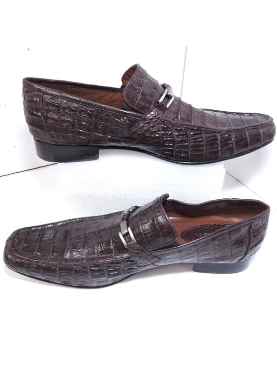 Los Altos Caiman Crocodile Belly Loafers – Brown, Size 13 main image 9